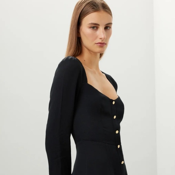 Reformation Indira Black Mini Dress - Picture 4 of 9